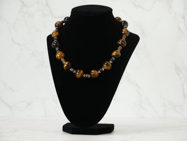 20" Necklace and Earrings Set Tiger Eye Gems