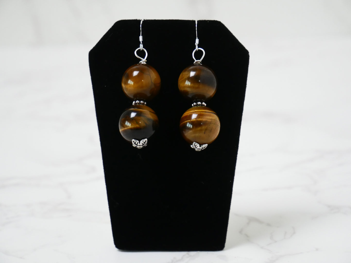 20" Necklace and Earrings Set Tiger Eye Gems
