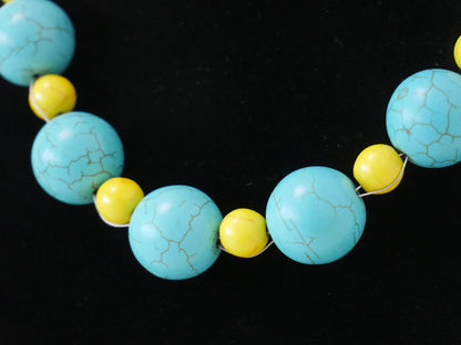 18" Necklace And Earrings Set Turquoise & Yellow XS Magnesite Gems