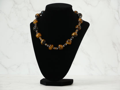 20" Necklace and Earrings Set Tiger Eye Gems
