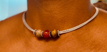 16" Convertible Necklace Tiger Eye & Carnelian & Unakite Gemstone