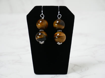 20" Necklace and Earrings Set Tiger Eye Gems